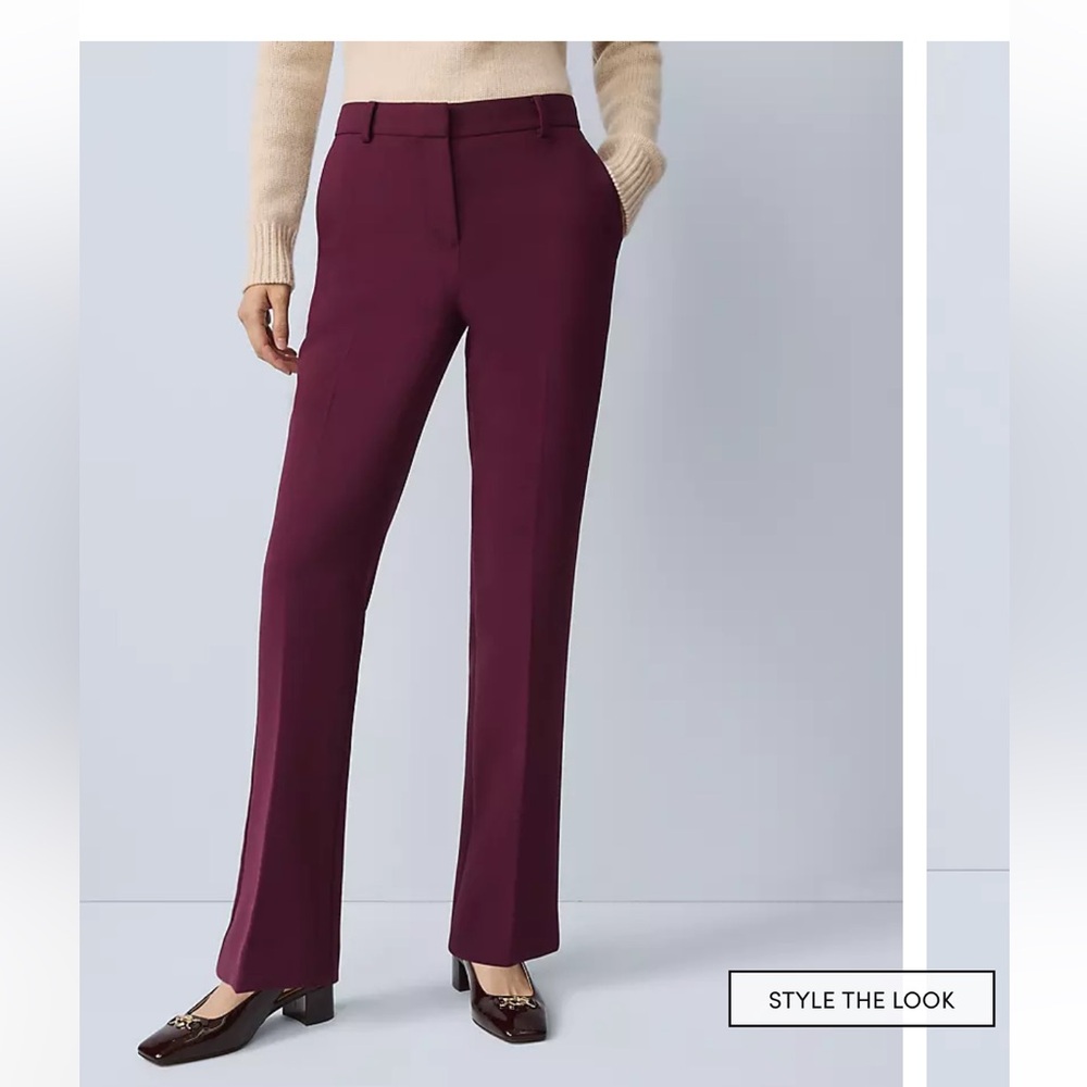 Ann Taylor Plum Straight-Leg Dress Pants